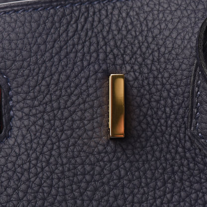 Hermes Togo Horseshoe Birkin 25 Bleu Nuit Rose Azalee 23 of 33