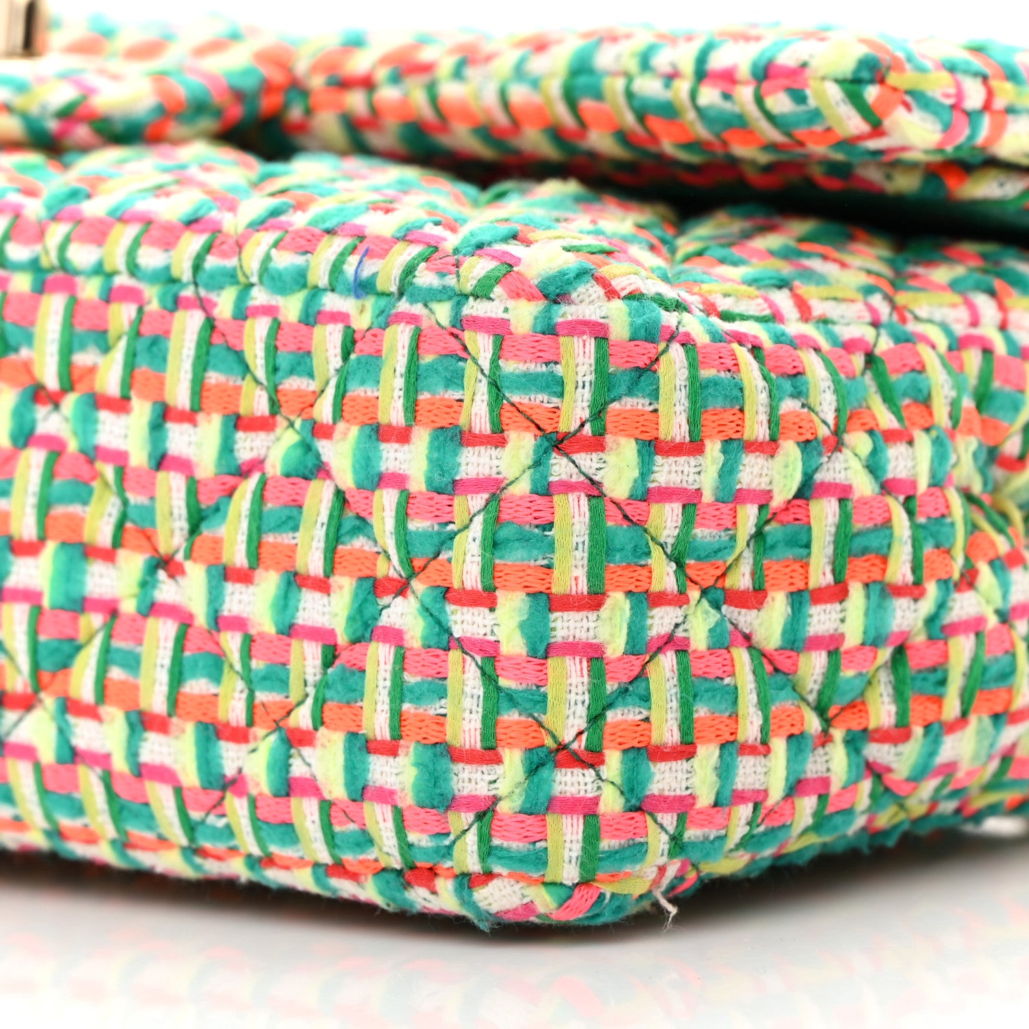 Chanel Tweed Quilted Medium Double Flap Multicolor Green 10 of 12