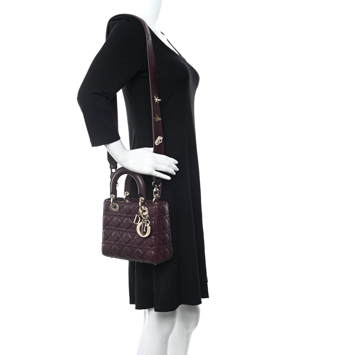 Christian Dior Lambskin Cannage Small My ABCDior Lady Dior Plum 2 of 13
