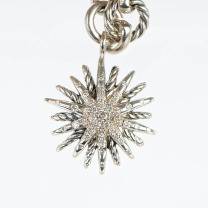 David Yurman Sterling Silver Diamond 20mm Starburst Charm Bracelet 3 of 6