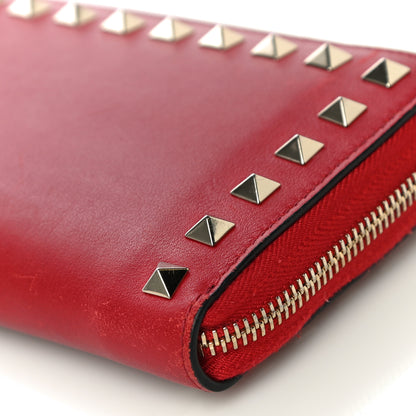 Valentino Garavani Calfskin Rockstud Zip Around Wallet Rosso Valentino 9 of 12