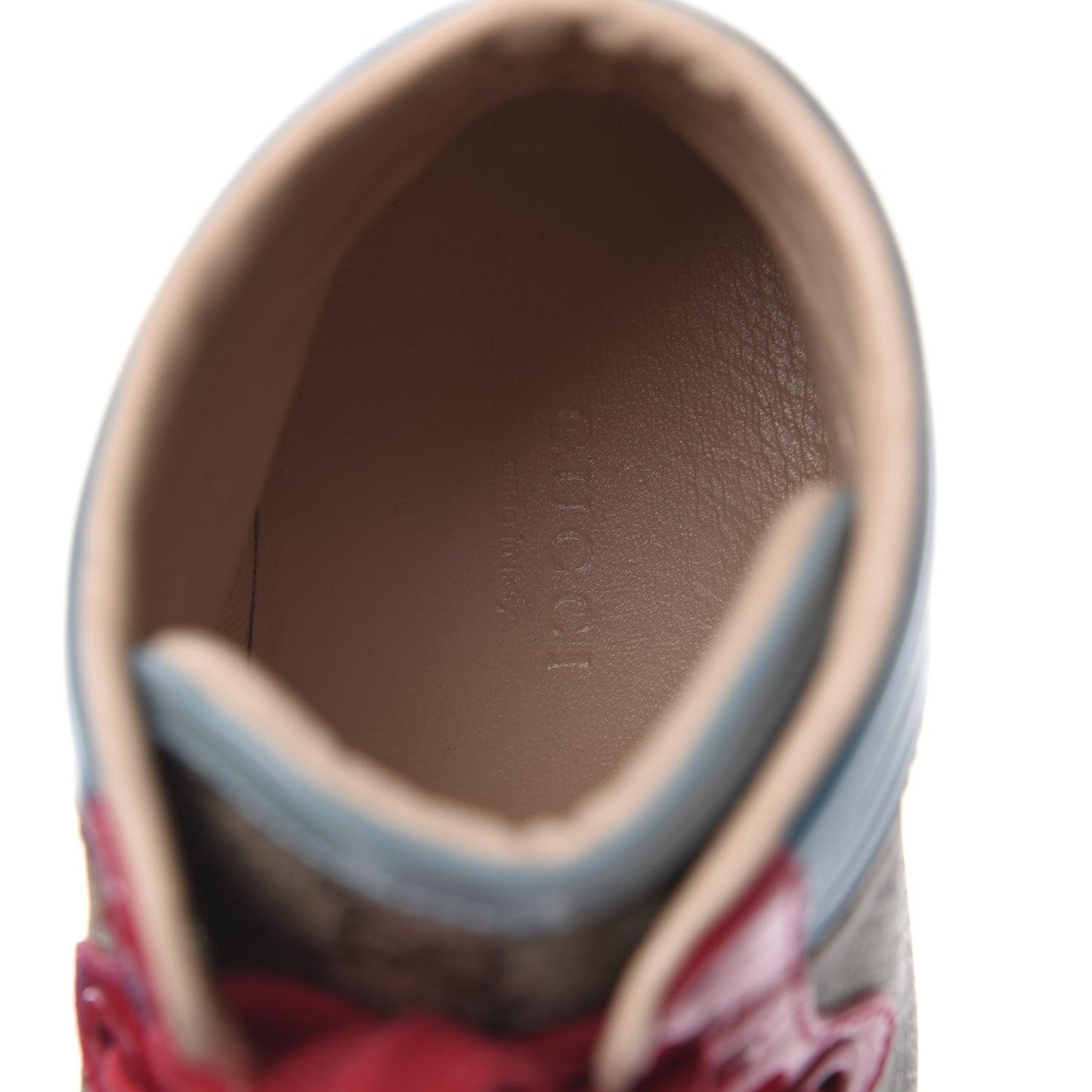 GG Supreme Monogram Patent Womens High Top Sneakers 40 Beige Pink Fuchsia Cyan