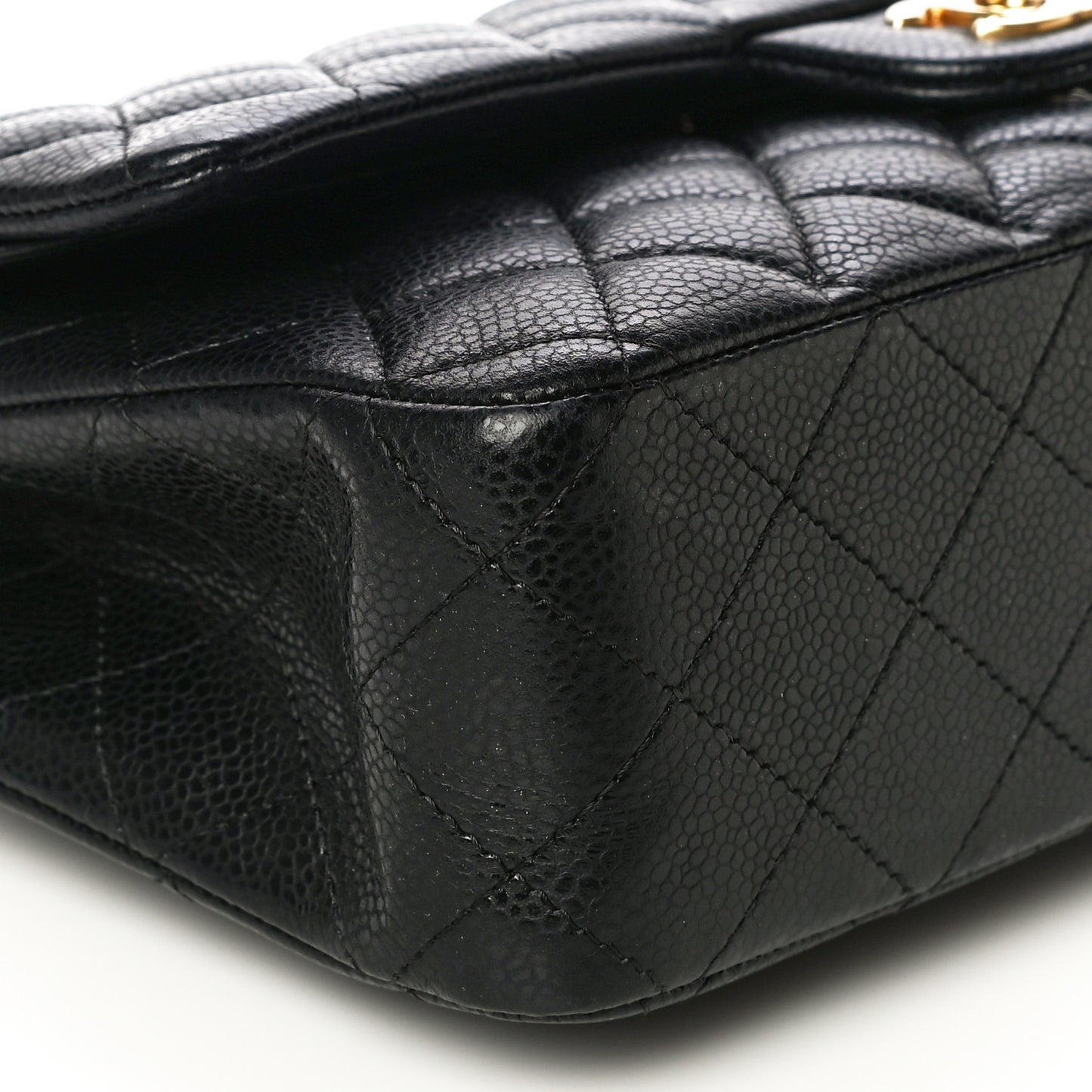 Caviar Quilted Medium Double Flap Black