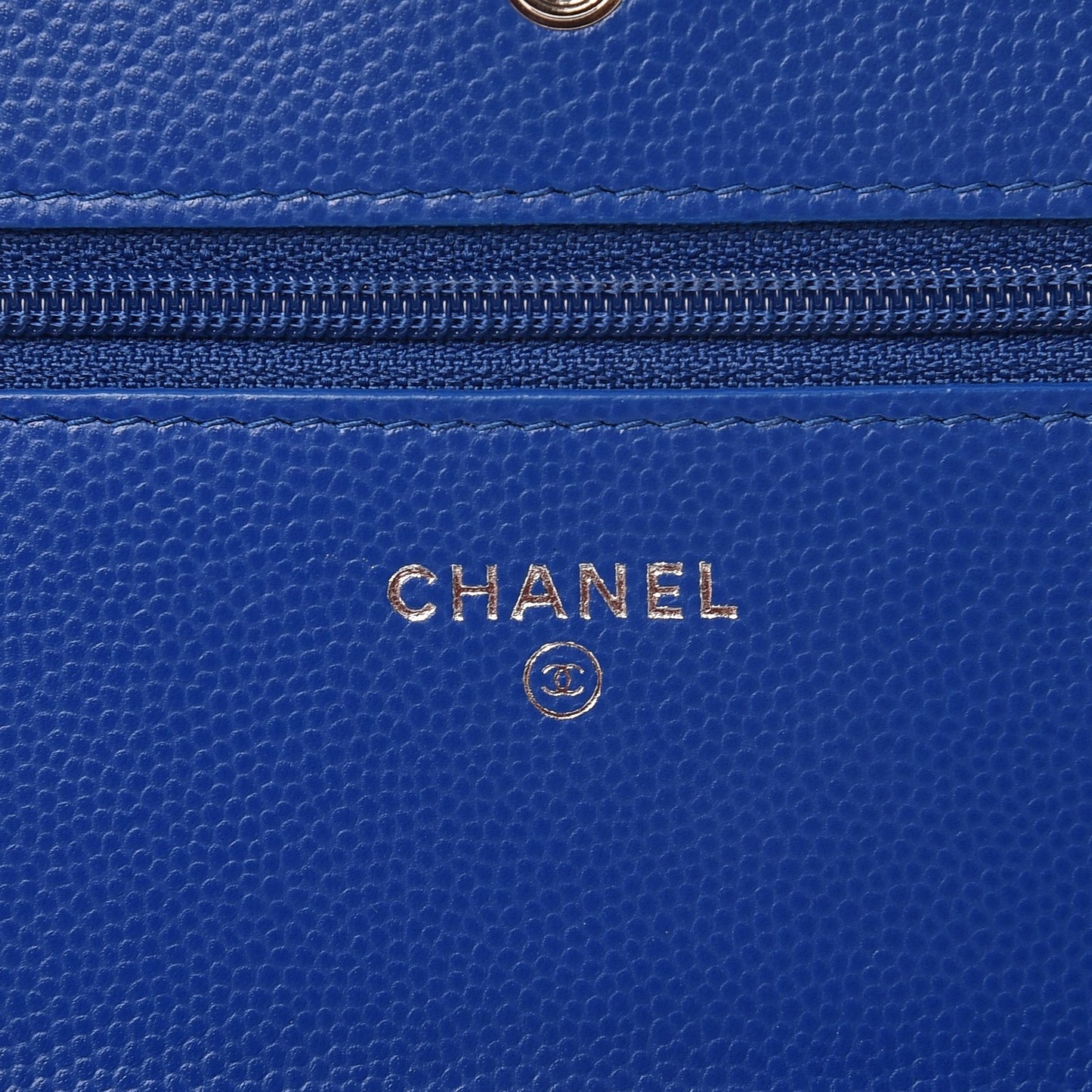 Caviar Chevron Quilted Wallet On Chain WOC Bright Blue