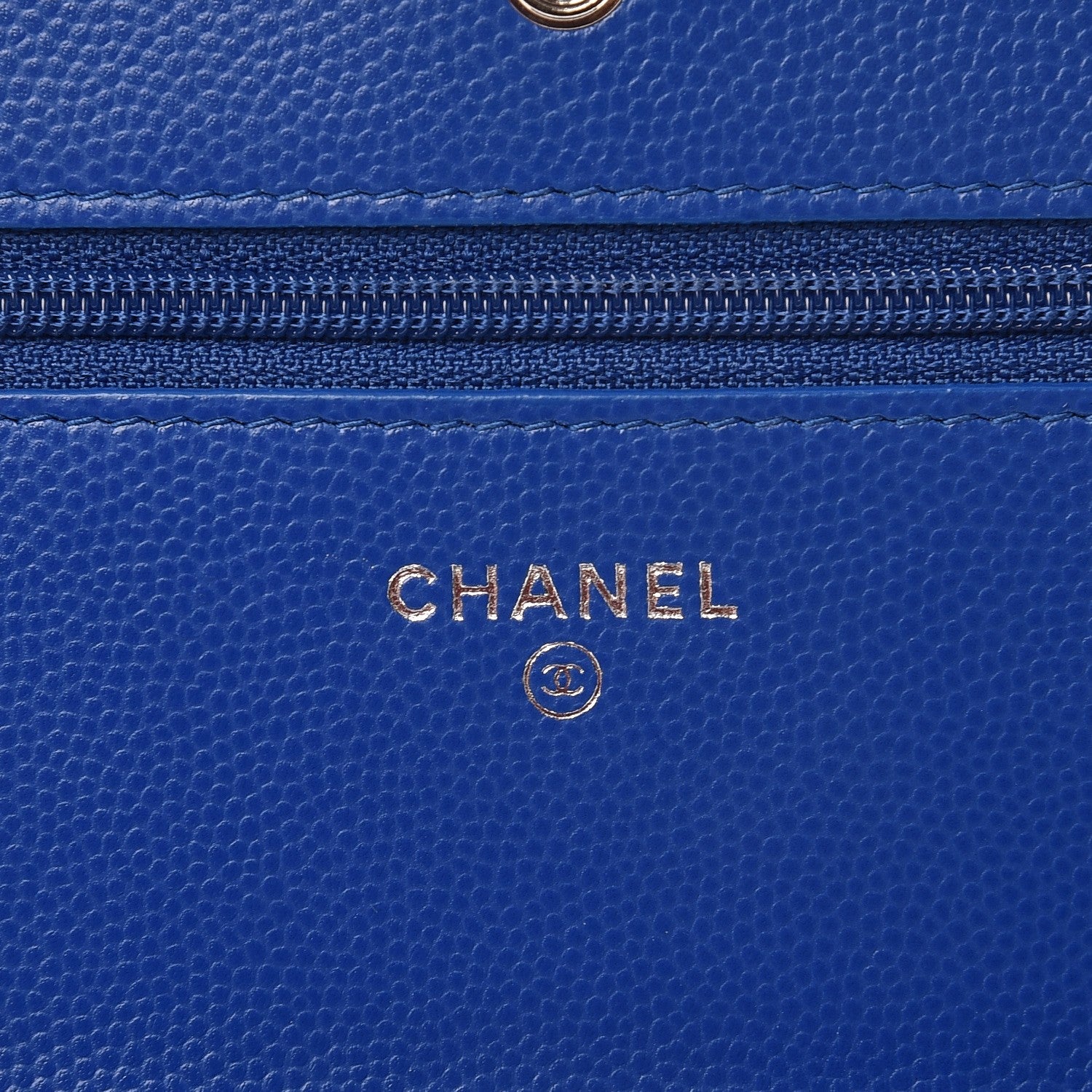 Chanel Caviar Chevron Quilted Wallet On Chain WOC Bright Blue 5 of 9