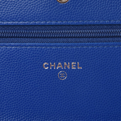 Chanel Caviar Chevron Quilted Wallet On Chain WOC Bright Blue 5 of 9