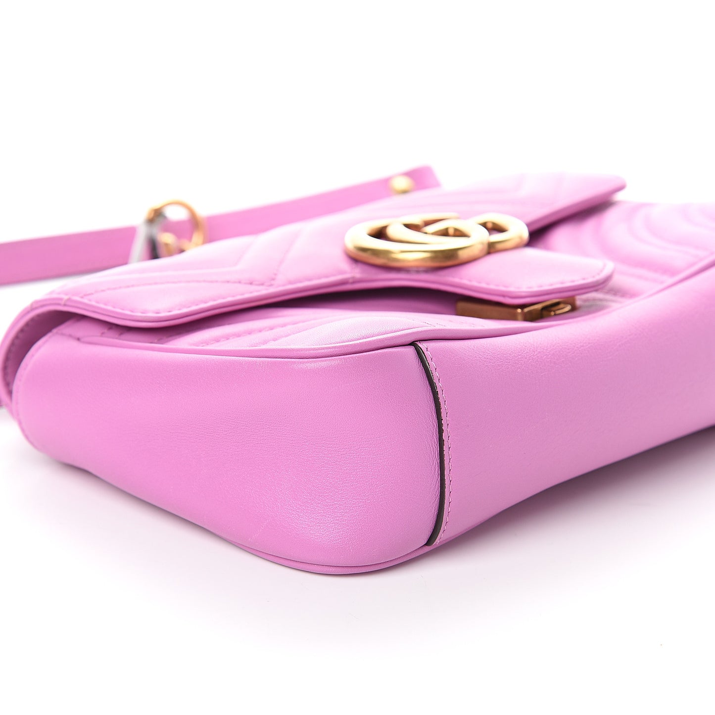 Calfskin Matelasse Mini GG Marmont Shoulder Bag Candy Mousse