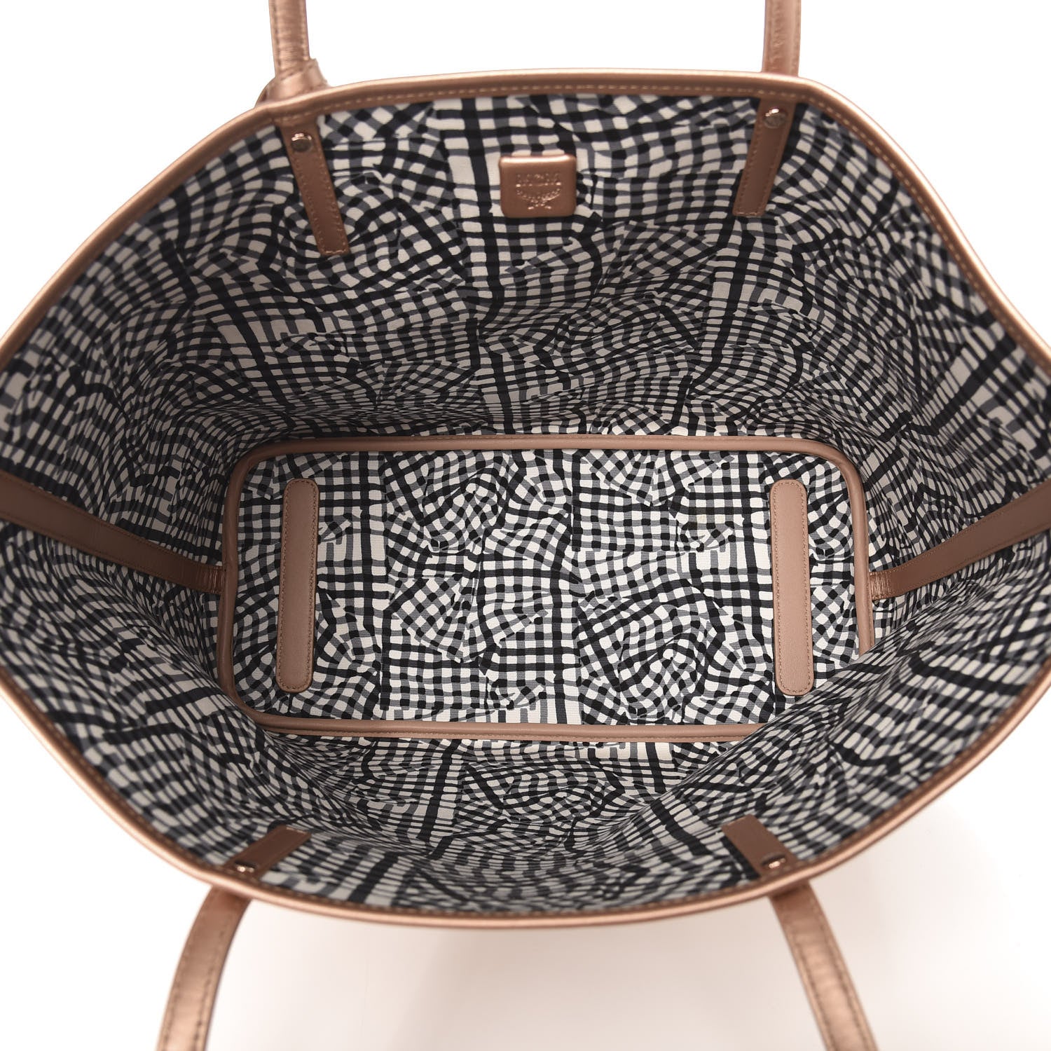 MCM Metallic Visetos Medium Reversible Shopper Tote Champagne Gold 9 of 15