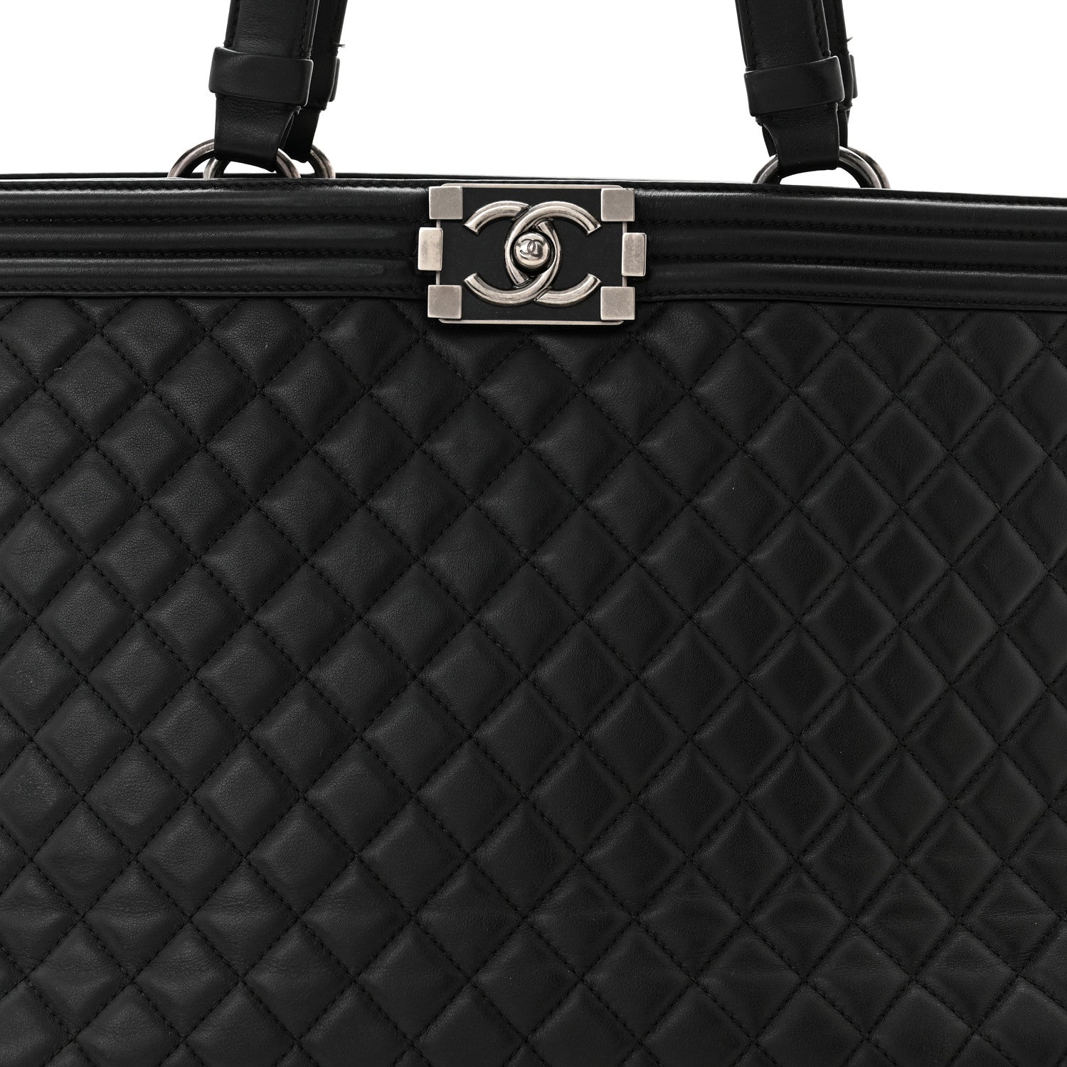 Chanel Calfskin Quilted Boy Shopping Tote Black 8 of 11