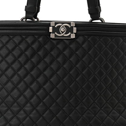 Chanel Calfskin Quilted Boy Shopping Tote Black 8 of 11