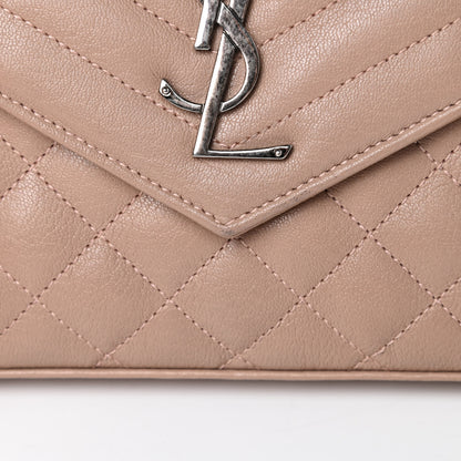 Saint Laurent Sheepskin Tri-Quilt Monogram Envelope Chain Wallet Beige 10 of 12