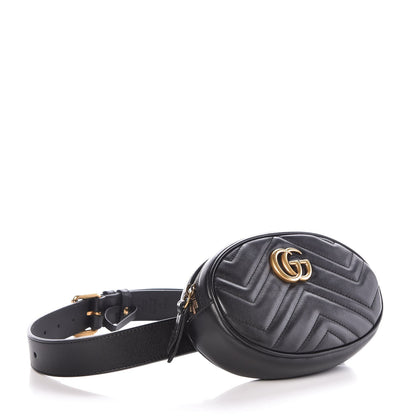 Gucci Calfskin Matelasse GG Marmont Belt Bag 75 30 Black 4 of 8