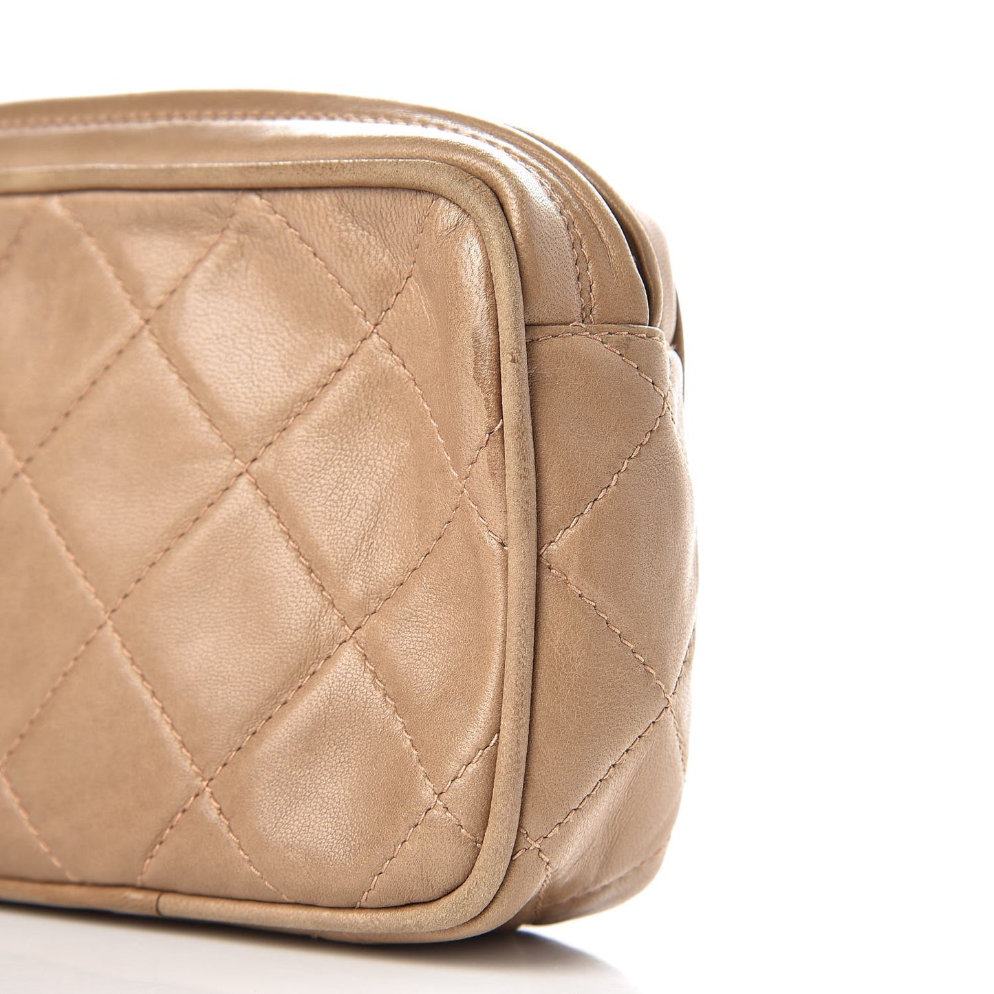 Lambskin Quilted Camera Case Beige
