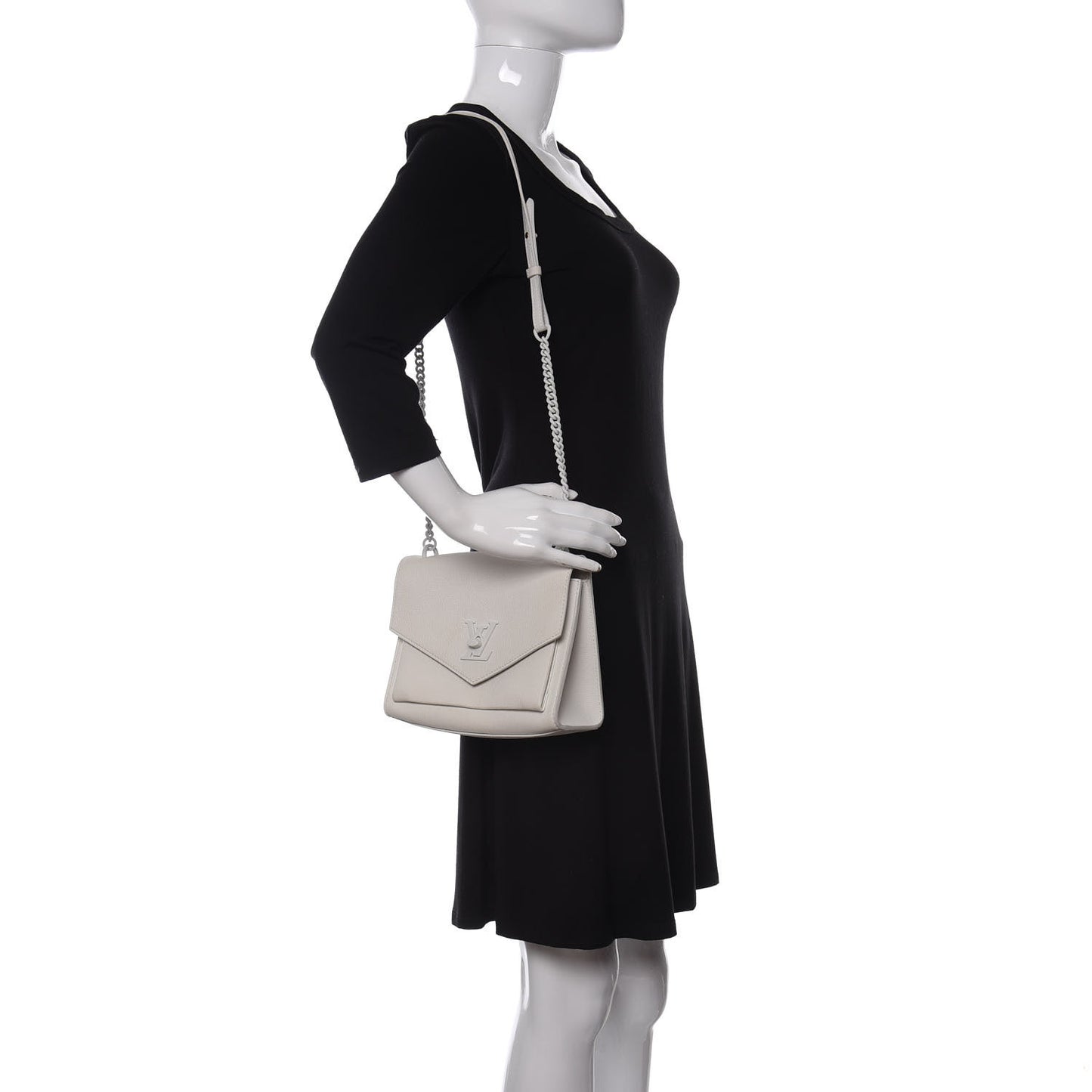 Soft Calfskin Mylockme Chain Bag BB White