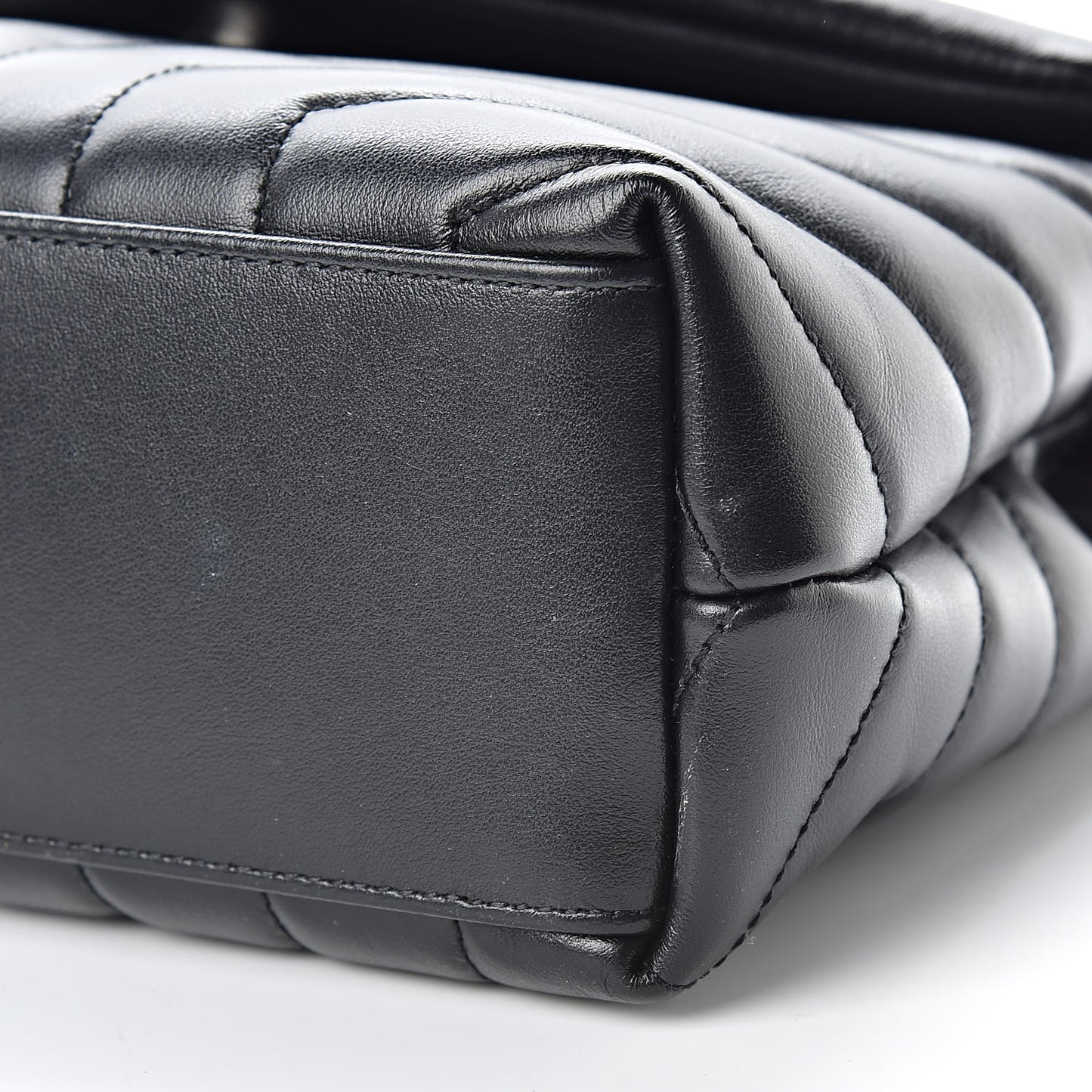 Calfskin Y Quilted Monogram Small Loulou Chain Satchel Black