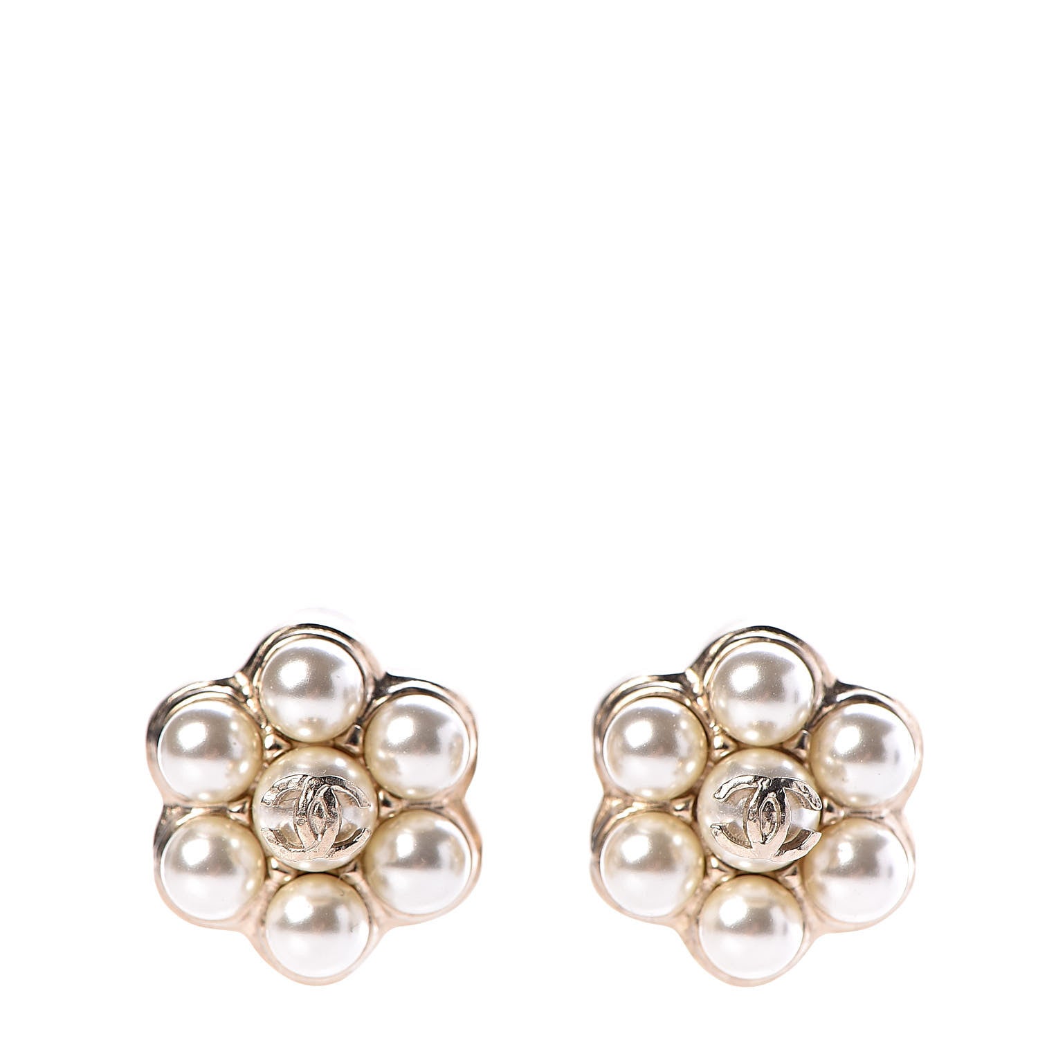 Chanel Pearl CC Flower Earrings Gold 1 of 5
