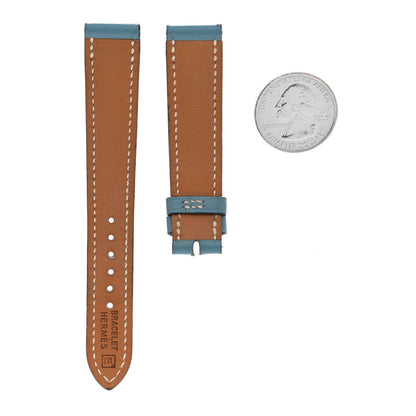 Hermes Chevre Mysore Heure H Hour Watch Strap Blue Jean 2 of 5