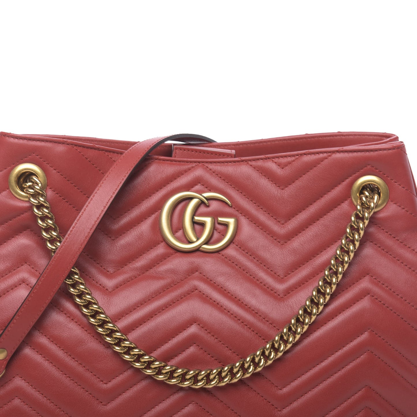 Calfskin Matelasse Medium GG Marmont Shoulder Tote Bag Hibiscus Red