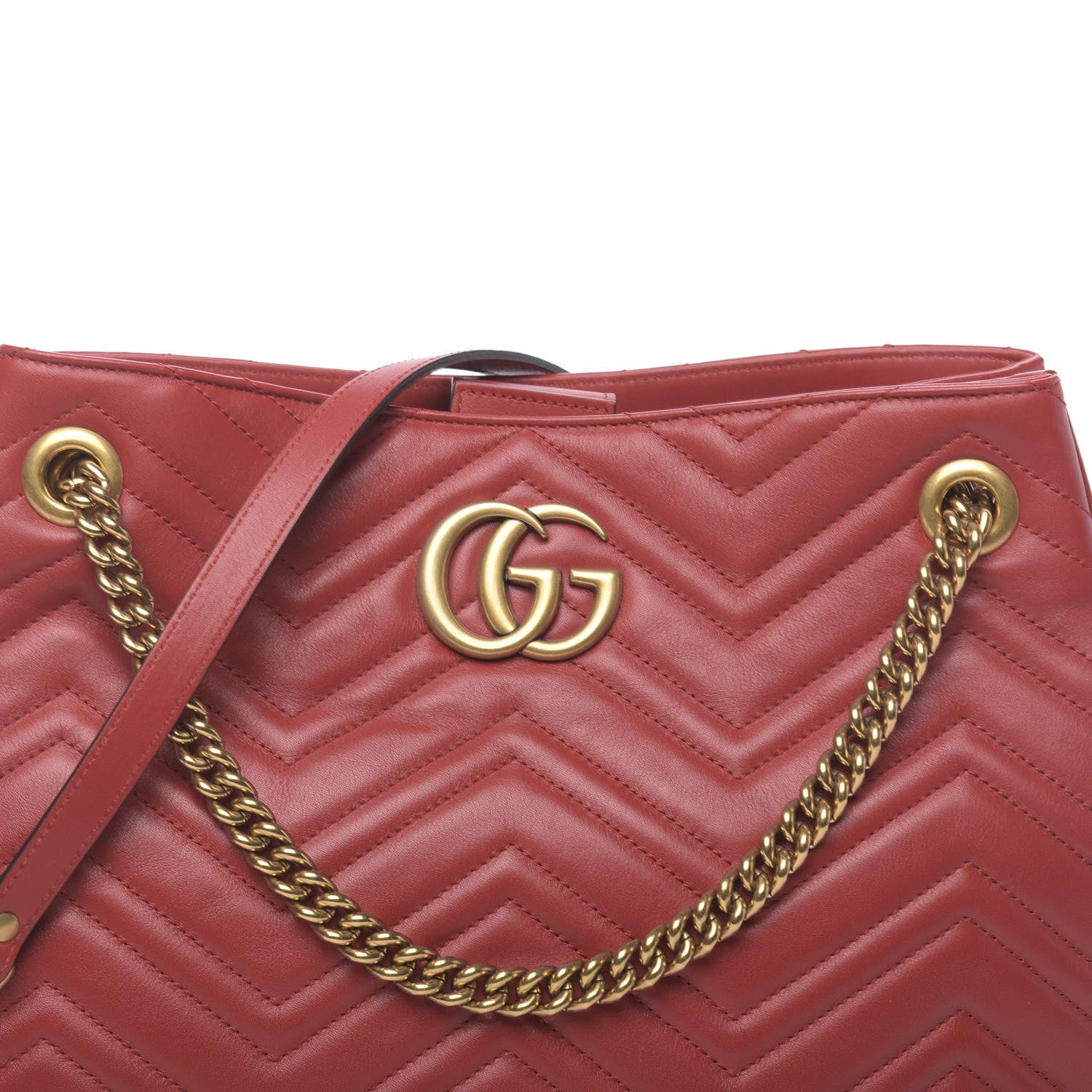 Gucci Calfskin Matelasse Medium GG Marmont Shoulder Tote Bag Hibiscus Red 8 of 10