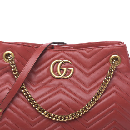 Gucci Calfskin Matelasse Medium GG Marmont Shoulder Tote Bag Hibiscus Red 8 of 10