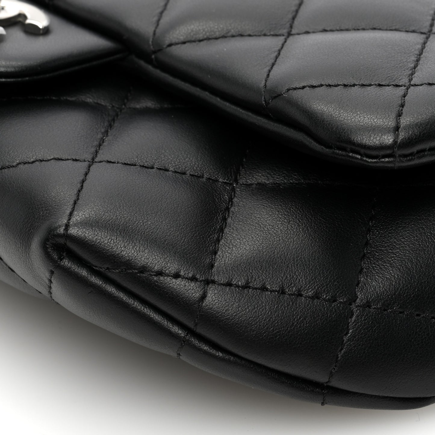 Calfskin Quilted CC Uniform Flap Belt Bag Black