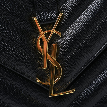 Saint Laurent Grain De Poudre Matelasse Chevron Medium Monogram Satchel Black Black 10 of 10