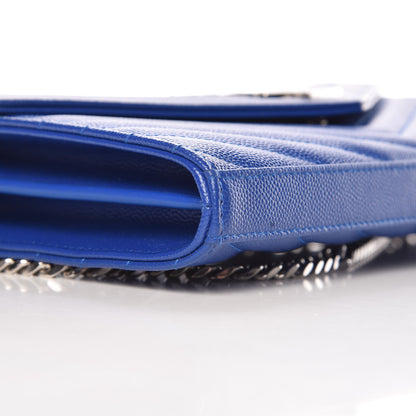 Saint Laurent Grain De Poudre Matelasse Chevron Monogram Chain Wallet Blue Majorelle 5 of 8