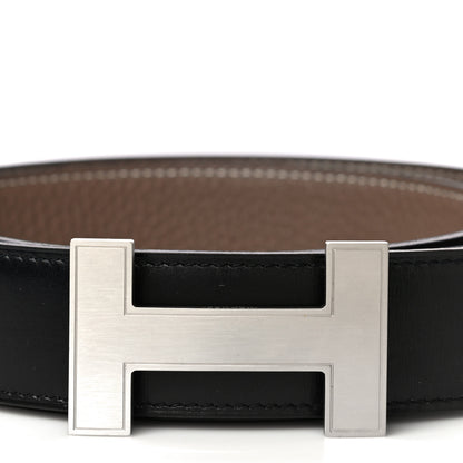 Hermes Box Togo 32mm Quizz H Belt 95 Black Etoupe 4 of 7