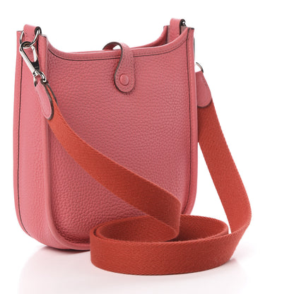 Hermes Taurillon Clemence Amazone Evelyne TPM Rose Azalee Rouge Pivoine 3 of 11