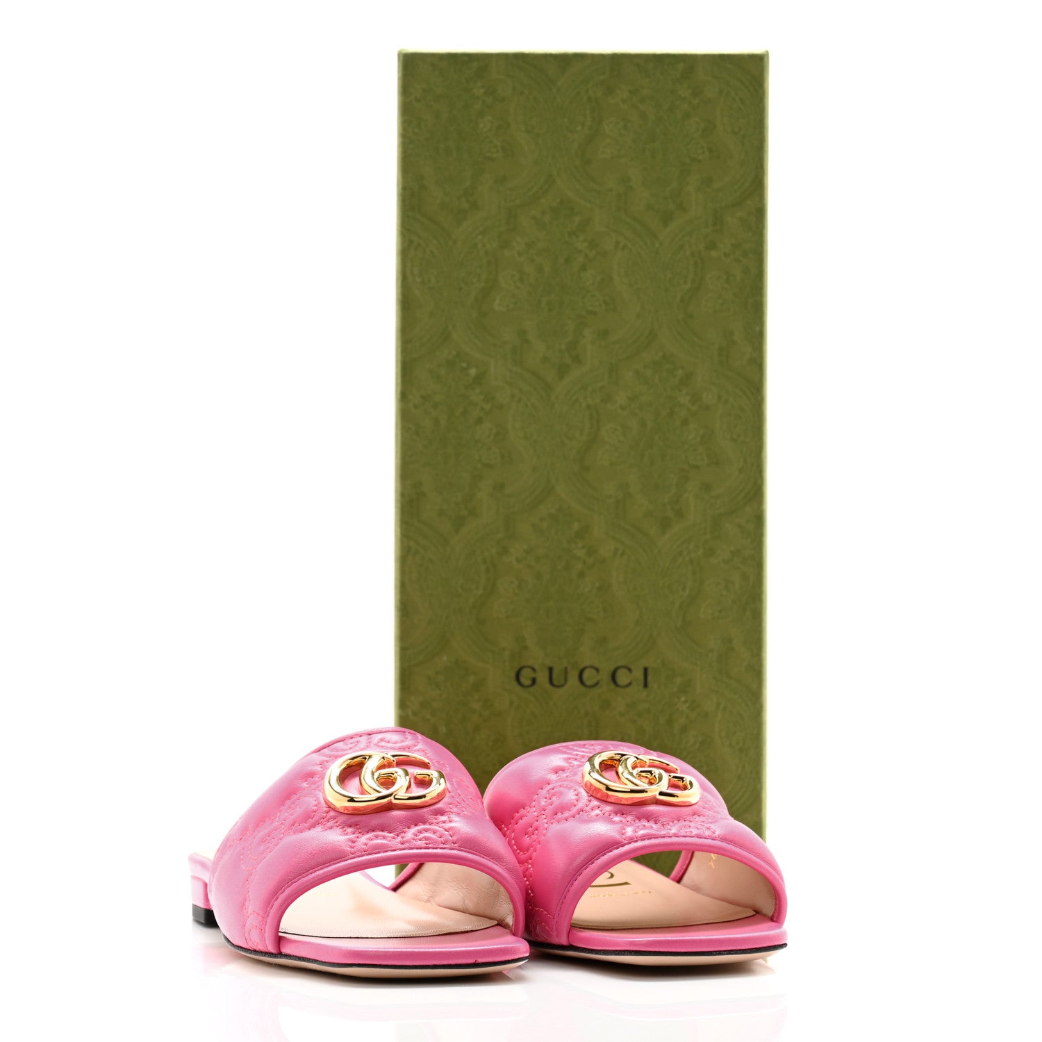 Gucci Nappa GG Matelasse GG Marmont Flat Slide Sandals 37 Bon Bon 11 of 11