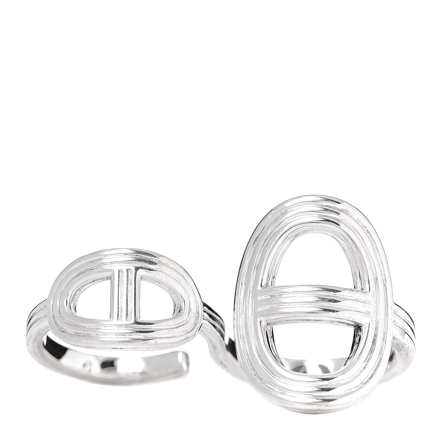 Hermes Sterling Silver TGM Chaine d'Ancre 24 Double Ring 50 5.25 1 of 6