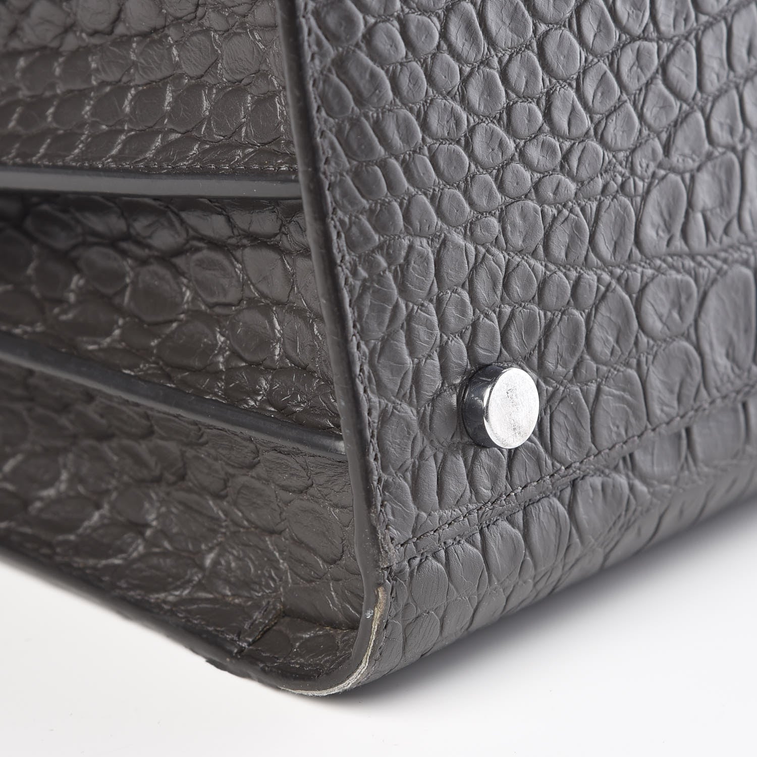Saint Laurent Calfskin Crocodile Embossed Small Sac De Jour Coal 10 of 12