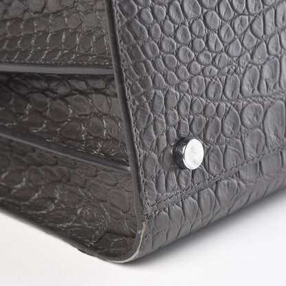 Saint Laurent Calfskin Crocodile Embossed Small Sac De Jour Coal 10 of 12