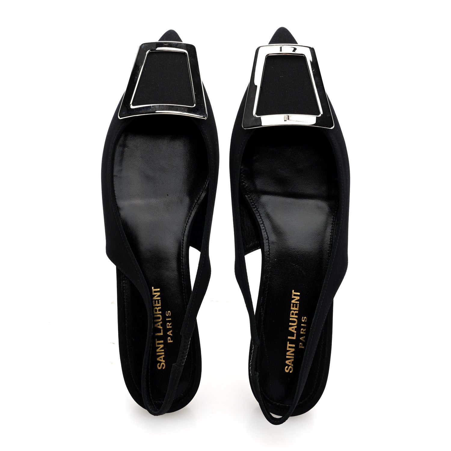 Saint Laurent Crepe De Chine Vivi 10 Plate Slingback Flats 37.5 Black 2 of 9