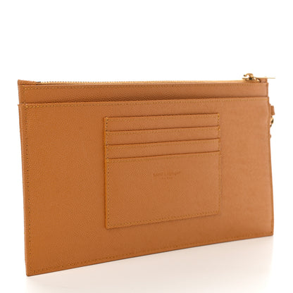 Saint Laurent Grain De Poudre Chevron Monogram Large Bill Pouch Senape Yellow 3 of 7