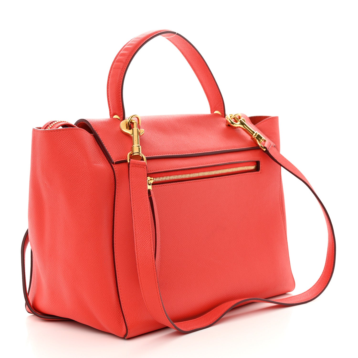 Celine Grained Calfskin Mini Belt Bag Coral Orange 3 of 10