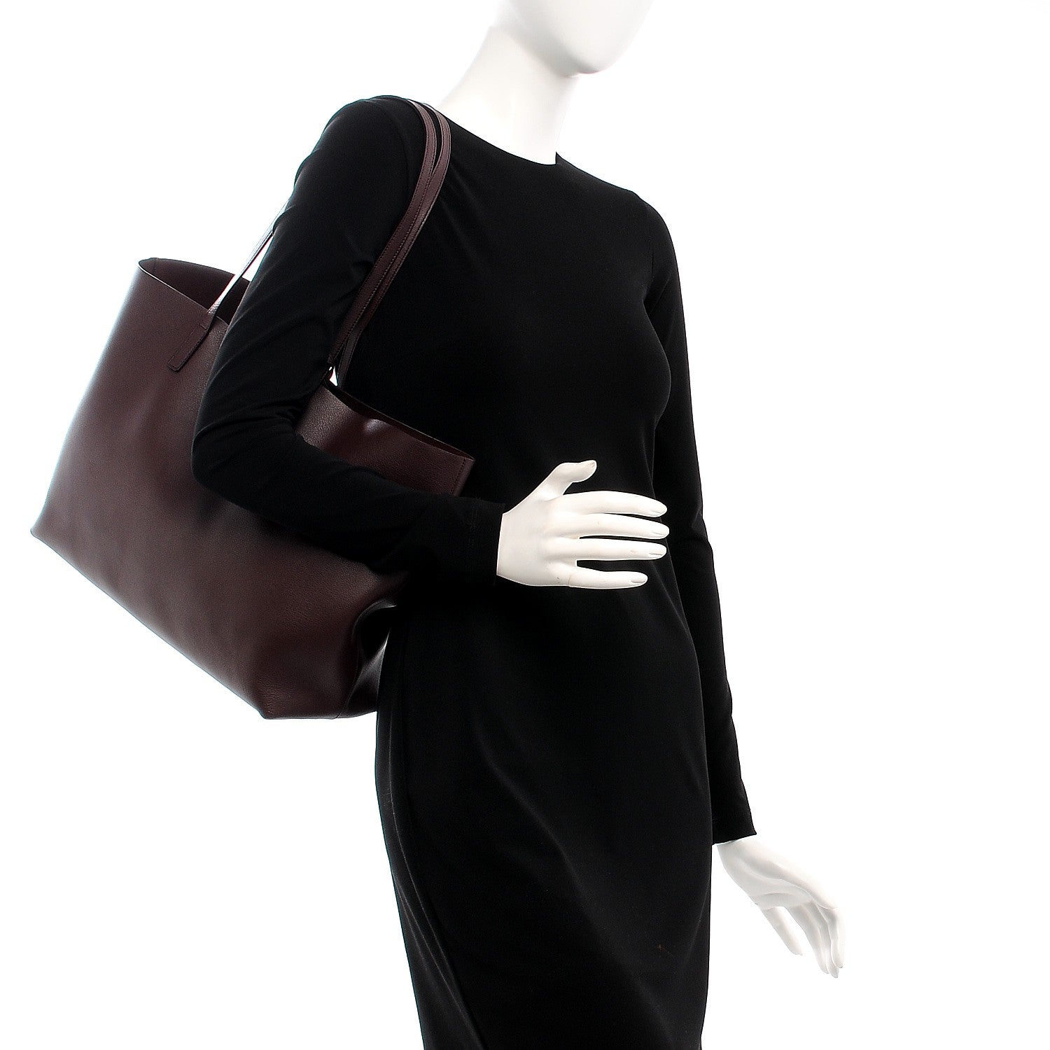 Saint Laurent Calfskin Large Shopping Tote Bordeaux 2 of 8