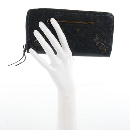 Balenciaga Agneau Classic Hardware Continental Zip Around Wallet Black 2 of 8