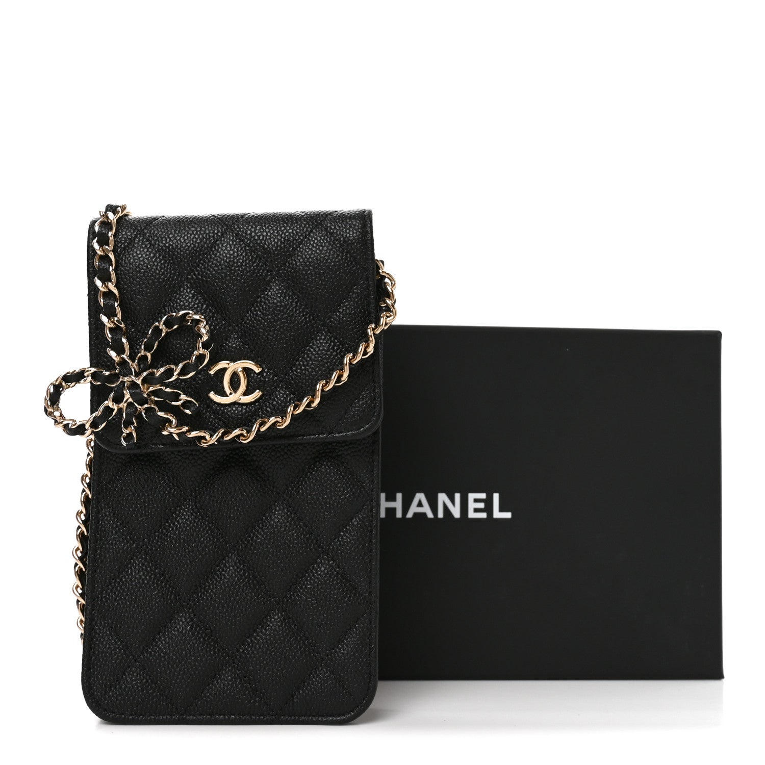Chanel Caviar Quilted Bow Phone Holder Black 11 of 11