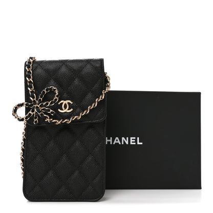 Chanel Caviar Quilted Bow Phone Holder Black 11 of 11