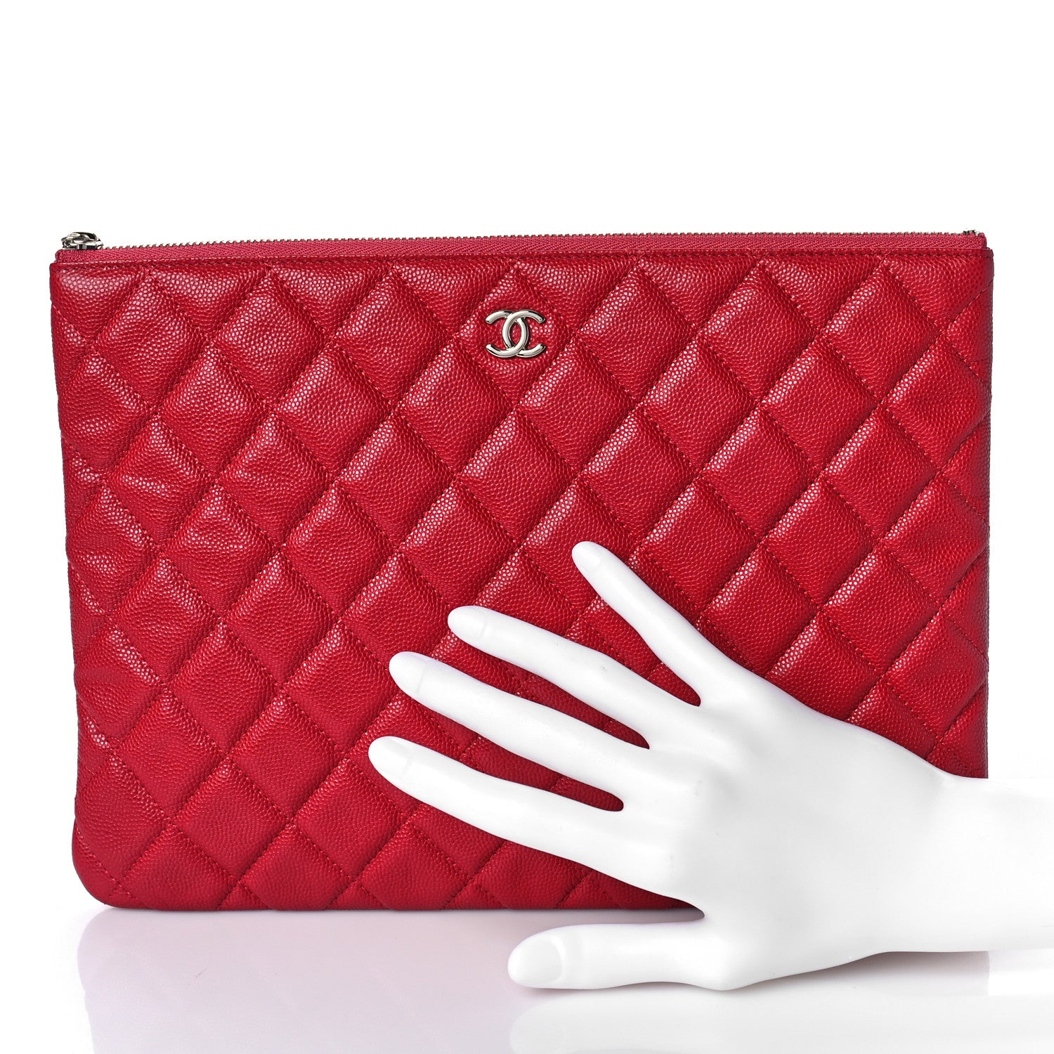 Chanel Caviar Quilted Medium Cosmetic Case Red 2 of 9