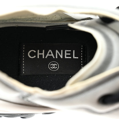 Chanel Calfskin Mesh Lycra Womens Logo Sneakers 41 White Black 7 of 8