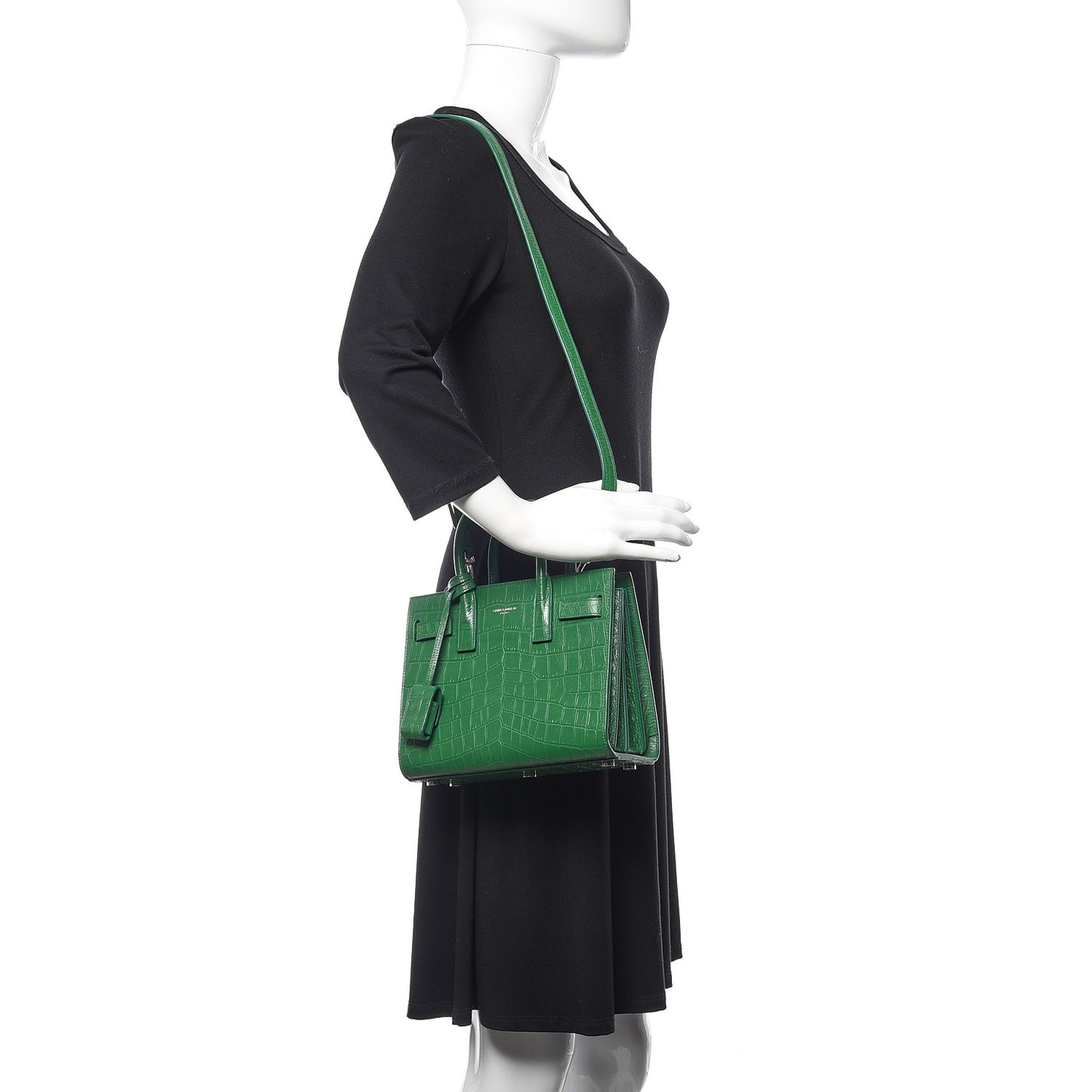 Calfskin Crocodile Embossed Nano Sac De Jour Green