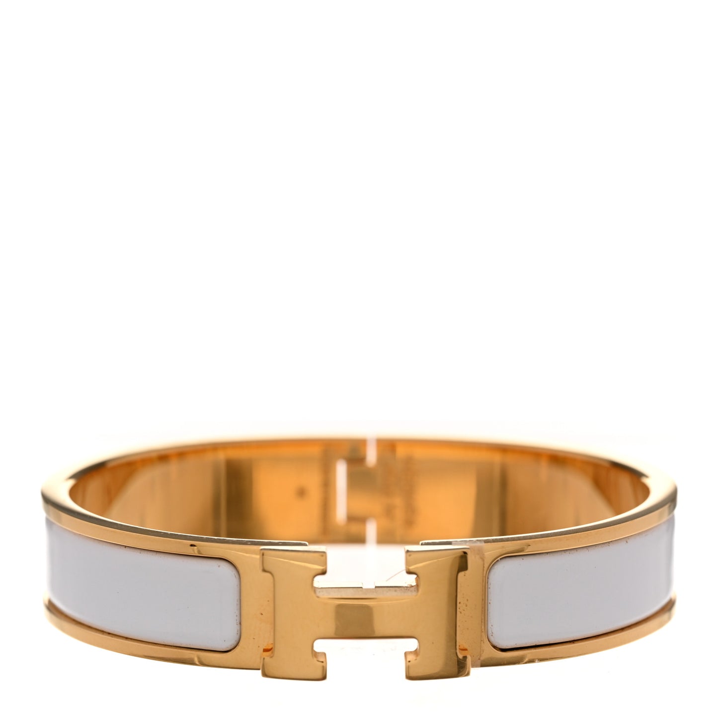 Enamel Narrow Clic Clac H Bracelet PM White
