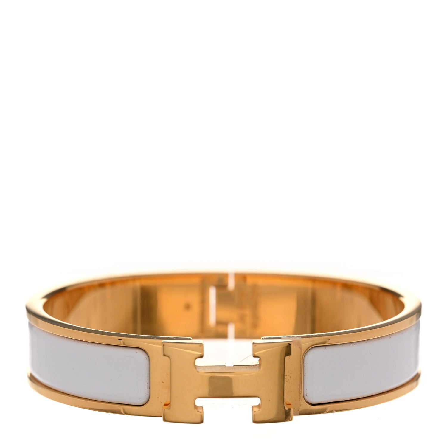 Hermes Enamel Narrow Clic Clac H Bracelet PM White 1 of 6