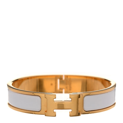 Hermes Enamel Narrow Clic Clac H Bracelet PM White 1 of 6