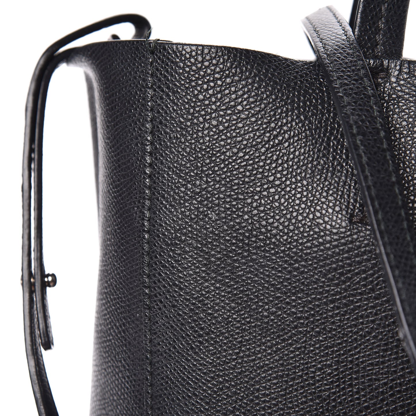 Grained Calfskin Small Vertical Cabas Black