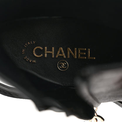 Chanel Grained Calfskin Patent Cap Toe CC Platform Ankle Boots 37.5 Black 6 of 8