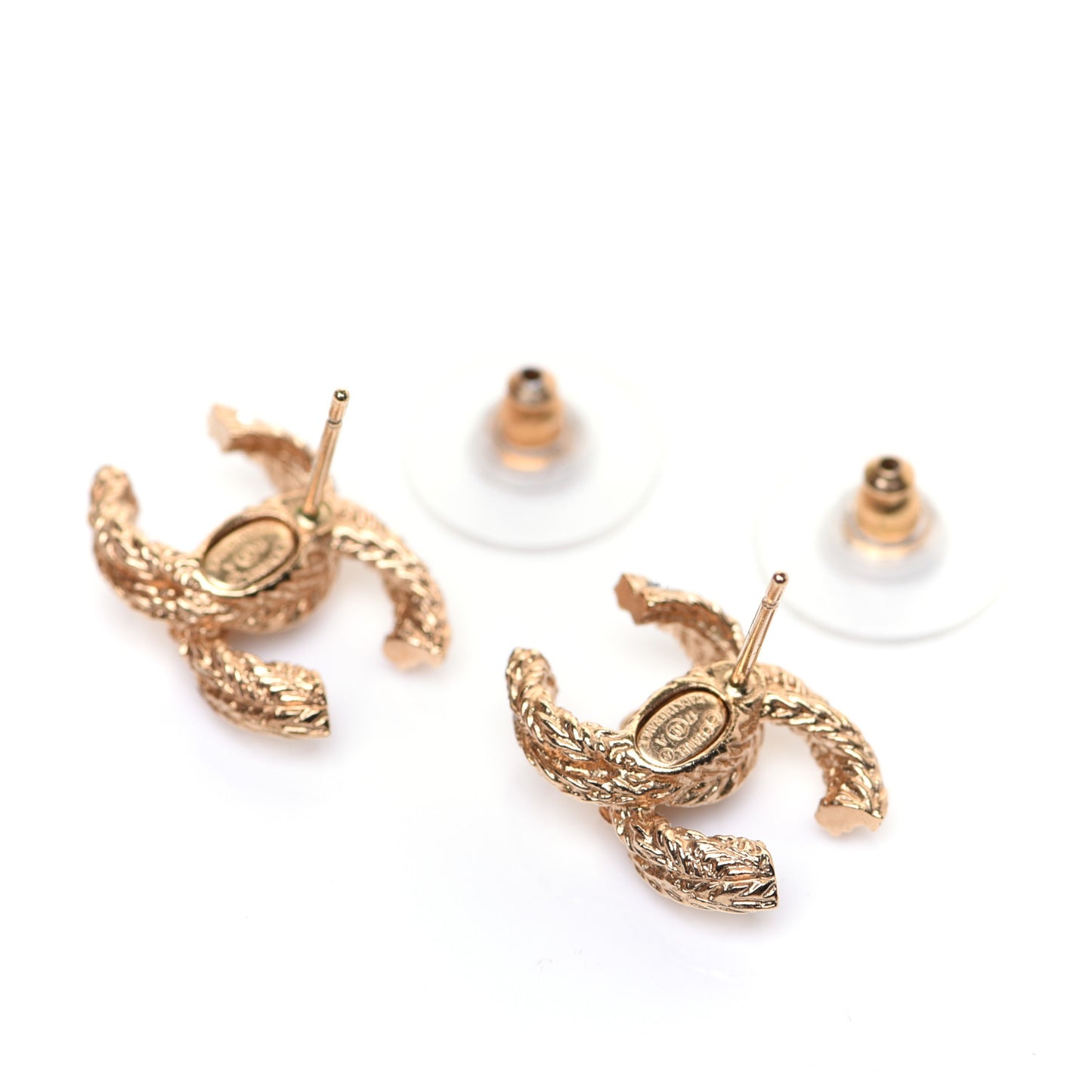 Crystal Twisted CC Earrings Gold