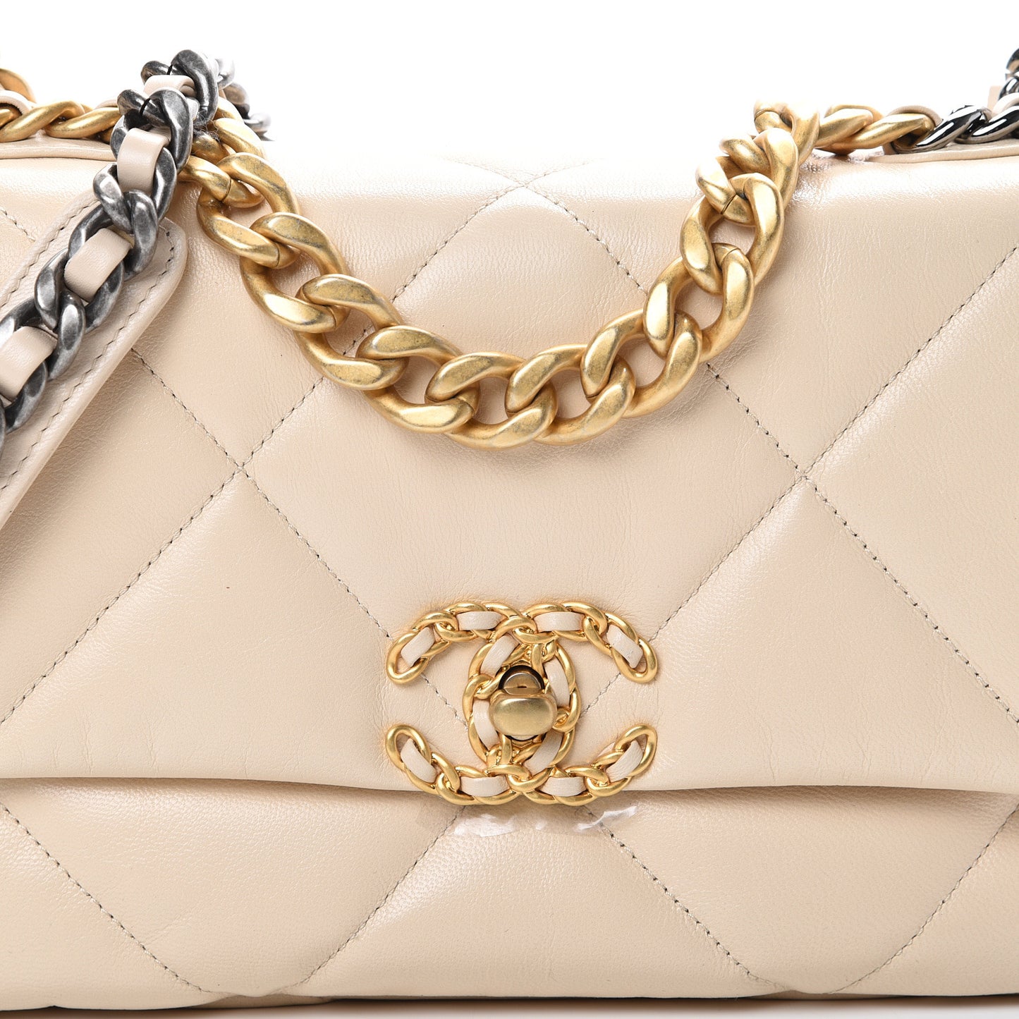 Lambskin Quilted Medium 19 Flap Light Beige
